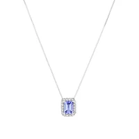 Halo Pendant with Tanzanite & 0.17 Carat TW of Diamonds in 14kt White Gold