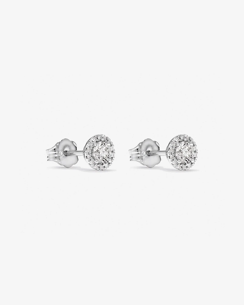 0.44 Carat TW Round Diamond Halo Stud Earrings in 10kt White Gold