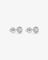 0.44 Carat TW Round Diamond Halo Stud Earrings in 10kt White Gold