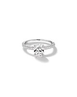 1.95 Carat TW Oval Cut Laboratory-Grown Diamond Solitaire Side Accent Engagement Ring in 14kt White Gold