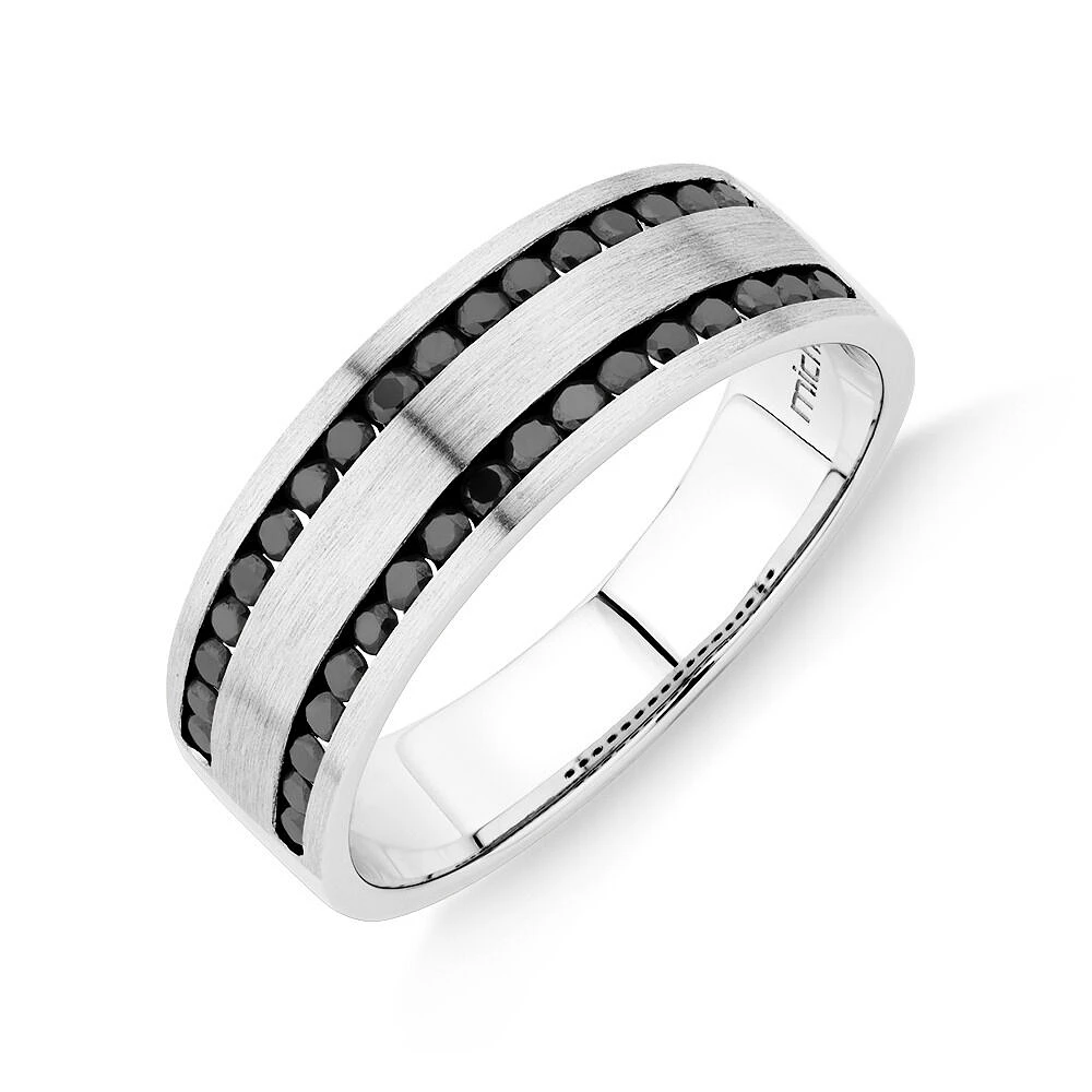 Bague pour hommes avec 0,50 TW carat de diamants noirs améliorés en platine