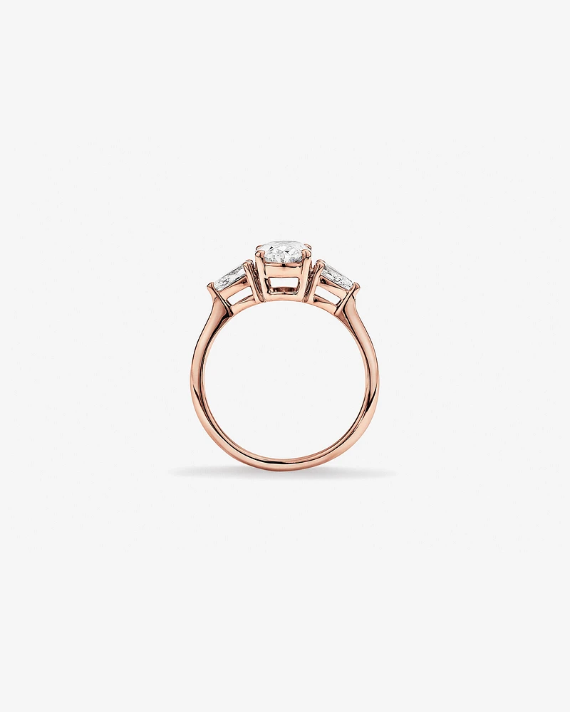 1.65 Carat TW Three Stone Oval and Pear Shaped Laboratory-Grown Diamond Engagement Ring in 14kt White Gold