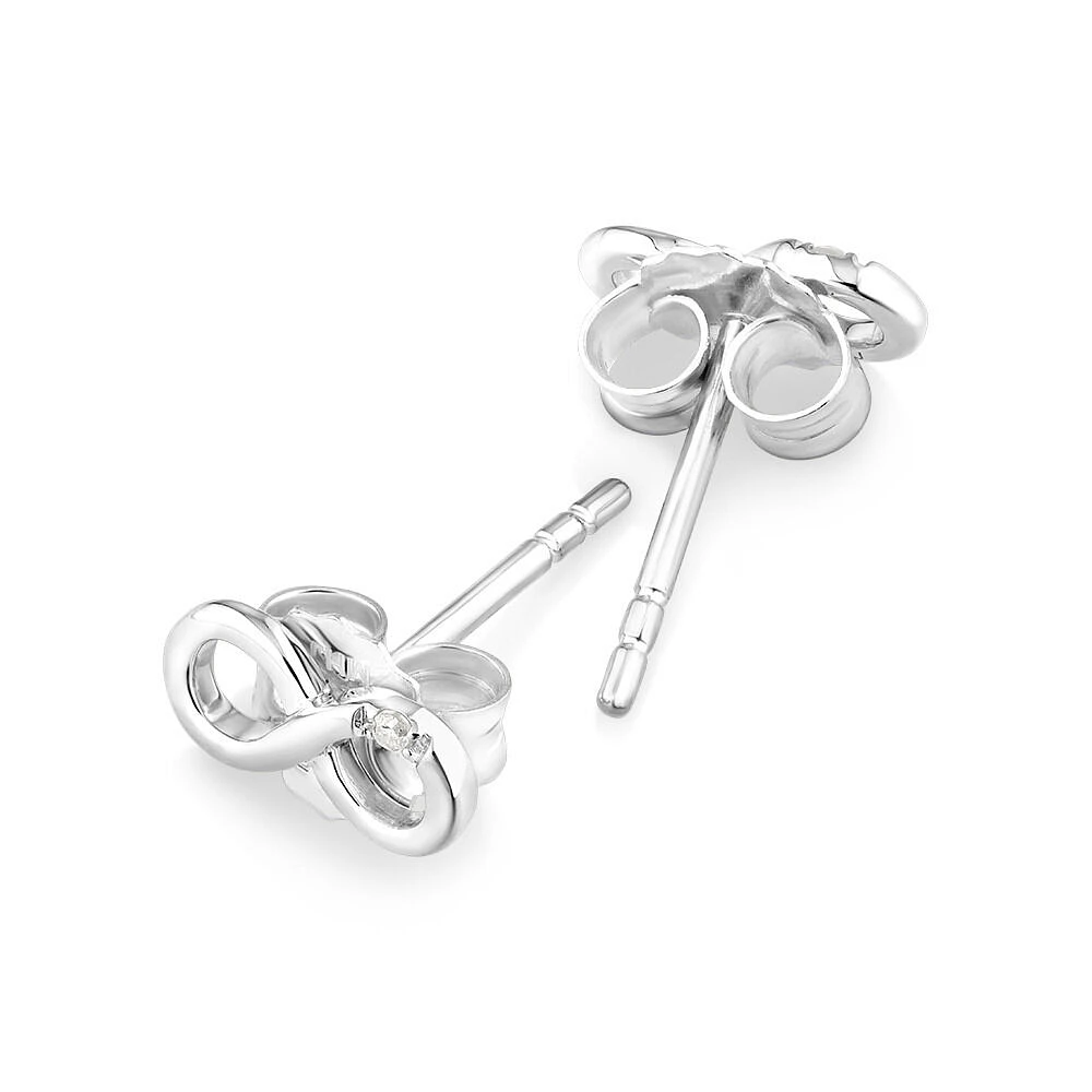 Diamond Accent Infinity Stud Earrings in Sterling Silver