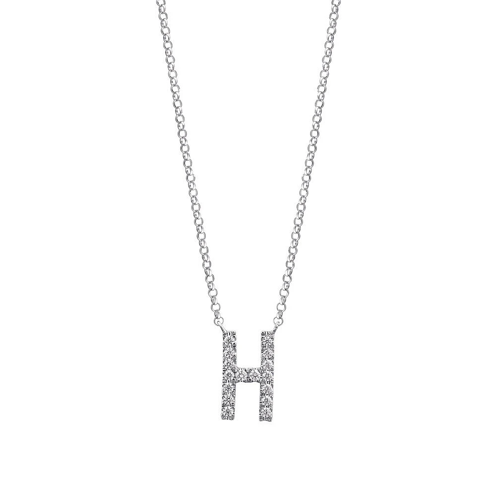 A' Initial necklace with 0.10 Carat TW of Diamonds in 10kt White Gold