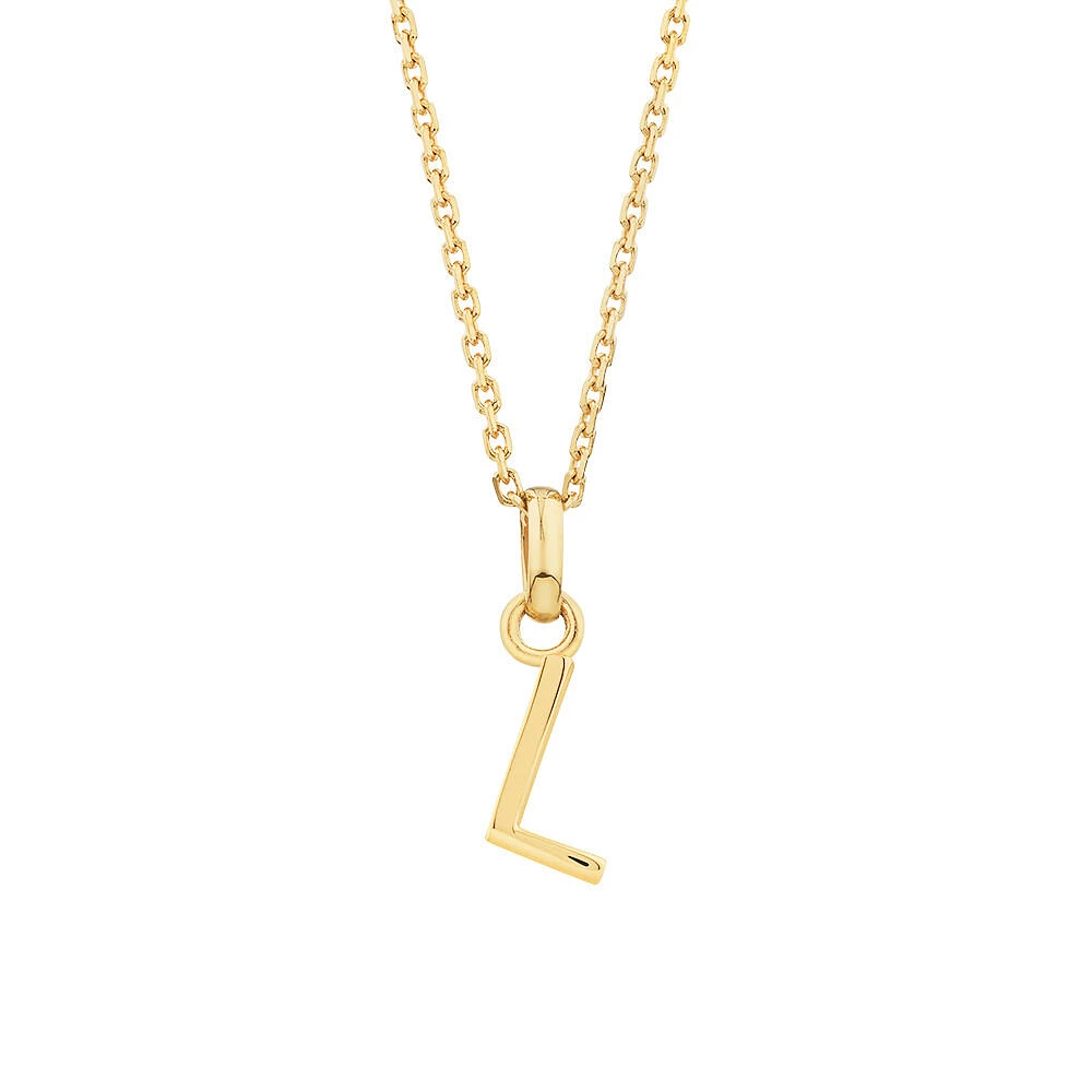 "H" Initial Pendant with Chain in 10kt Yellow Gold