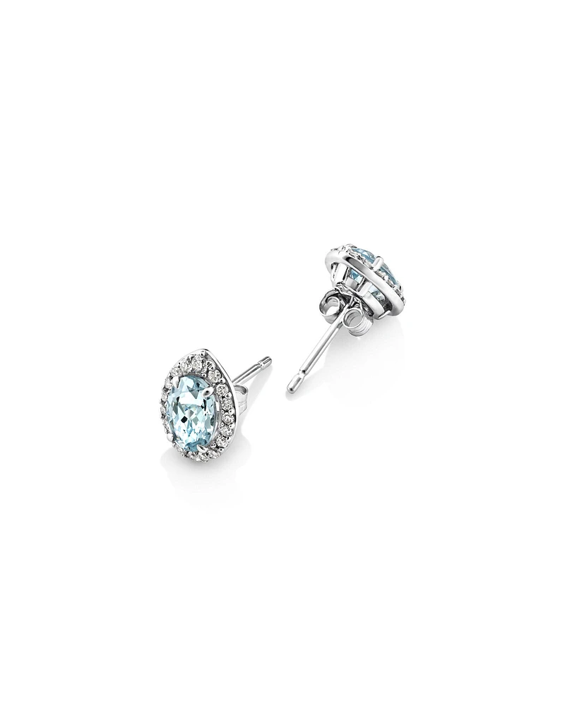 Stud Earrings with Aquamarine & 0.27 Carat TW of Diamonds in 10kt White Gold