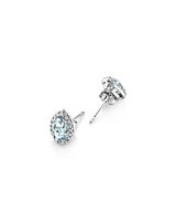 Stud Earrings with Aquamarine & 0.27 Carat TW of Diamonds in 10kt White Gold