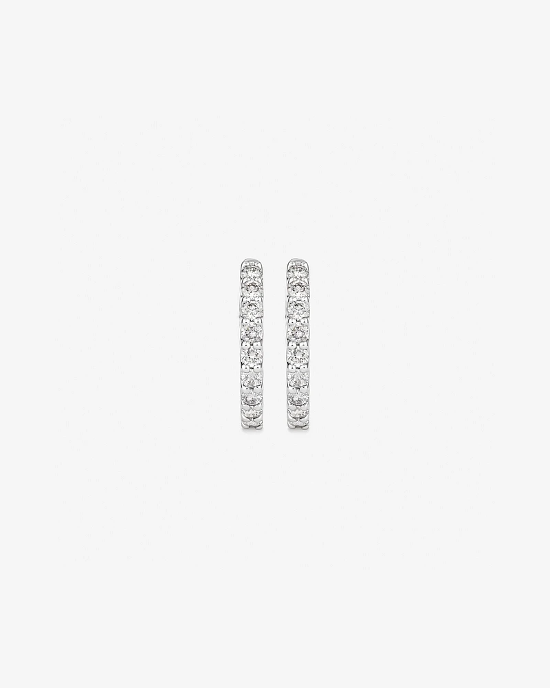 Carat TW Laboratory-Grown Diamond Hoop Earrings Set in 10kt White Gold