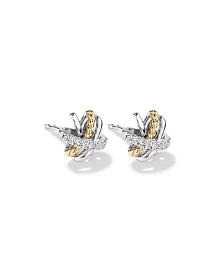 Boucles d'oreilles en argent sterling et or jaune 10 K avec diamants totalisant 0,09 ct