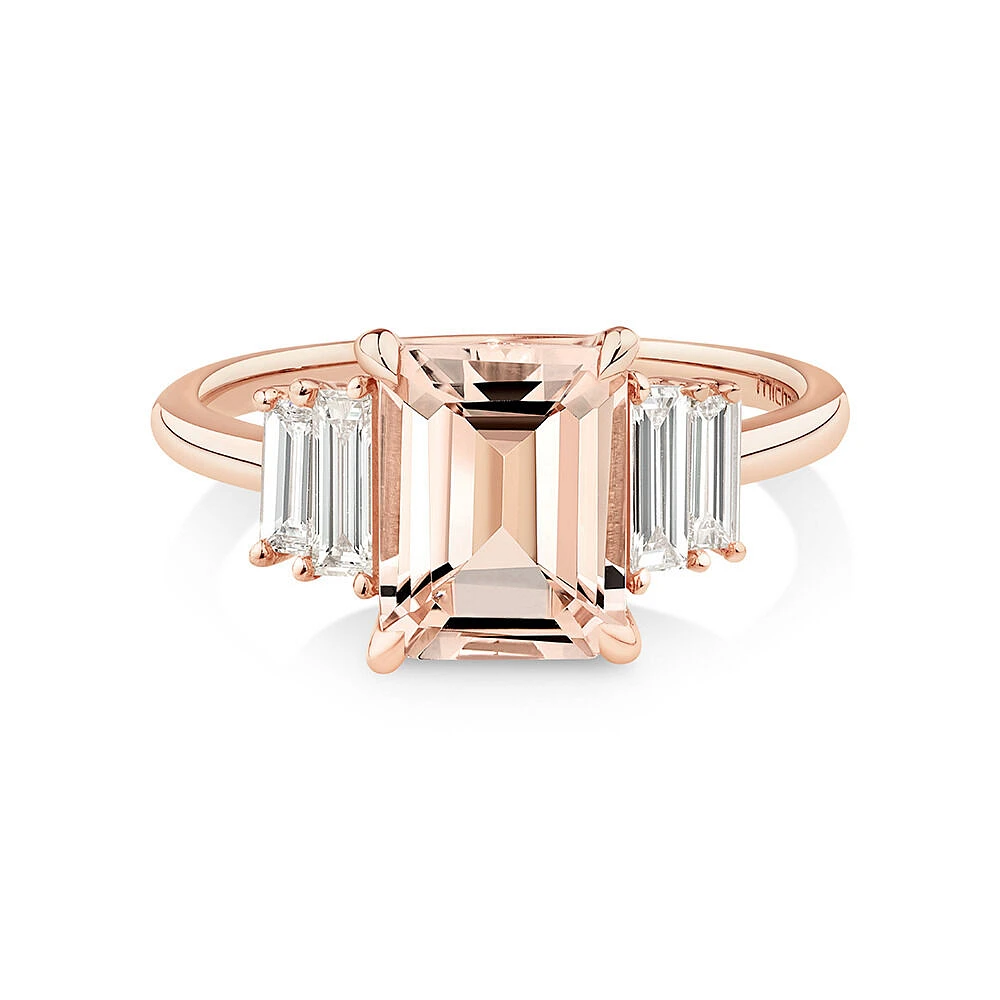 Morganite Ring with 0.30 Carat TW Diamonds in 14kt Rose Gold