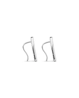 Pavé Set Cubic Zirconia Curved Point Climber Earrings in Sterling Silver