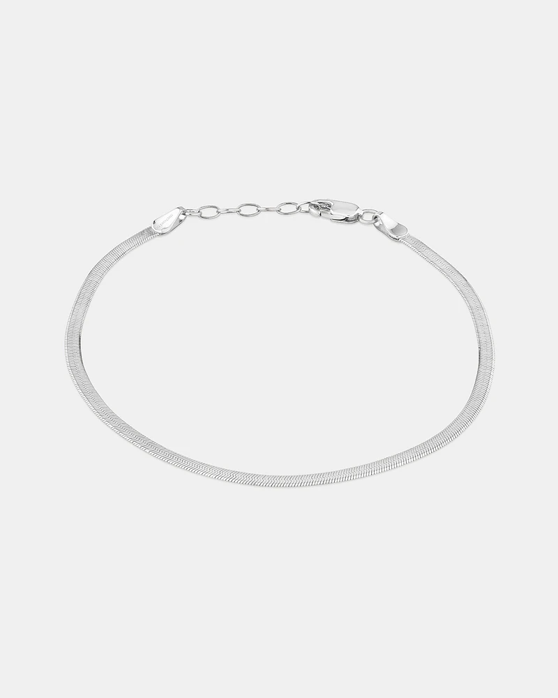 2.3mm Herringbone Snake Chain Bracelet in 10kt White Gold