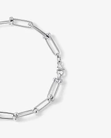 Ball and Oval Link Chain Bracelet in Sterling Silver