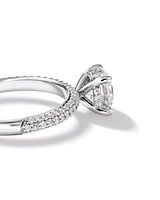 1.95 Carat TW Round Brilliant Laboratory-Grown Diamond Solitaire Side Accent Engagement Ring in 14kt White Gold