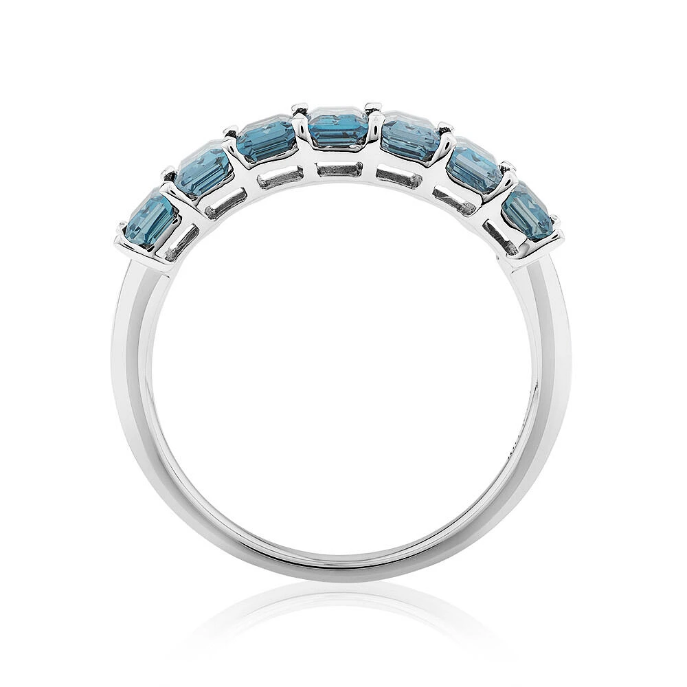 London Blue Topaz Half Eternity Ring in 10kt White Gold