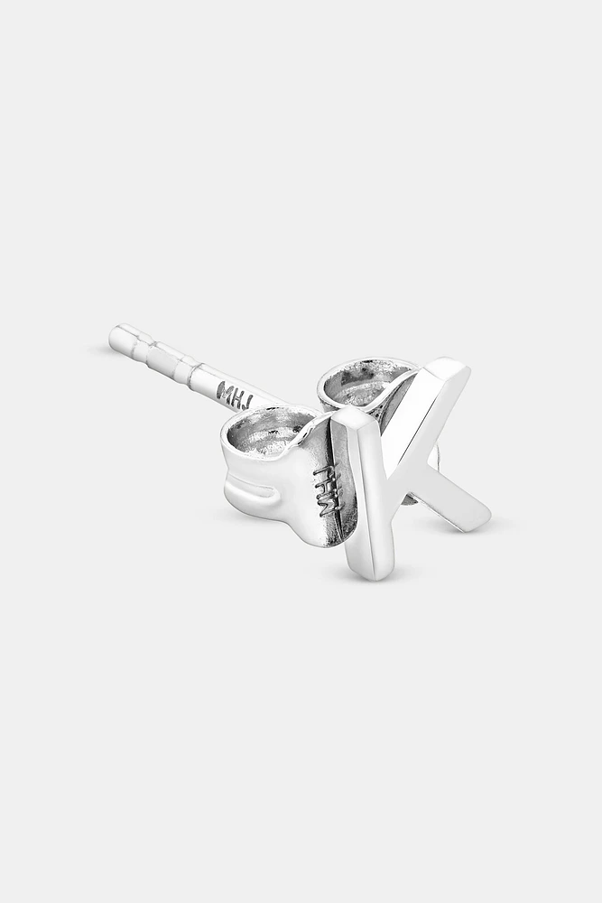 E Initial Single Stud Earring in Sterling Silver