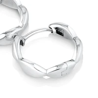 Marquise Shape Huggie Hoop Earrings in Sterling Silver