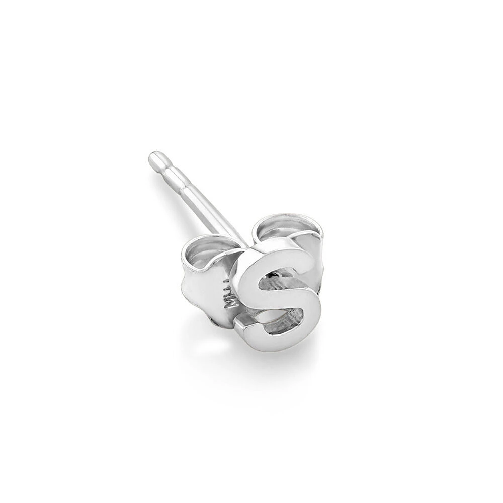 E Initial Single Stud Earring in Sterling Silver