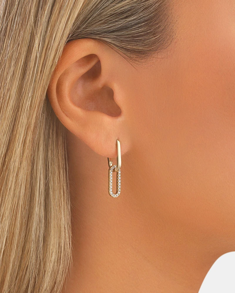 Paperclip Drop Earrings with 0.34 Carat TW of Diamonds in 10kt Yellow Gold