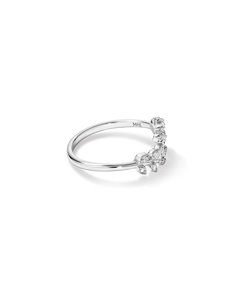 Cubic Zirconia Open Bypass Vine Ring in Sterling Silver