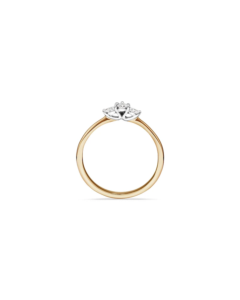 0.15 Carat TW Three Stone Pear Cut Diamond Promise Ring in 10kt Yellow and White Gold