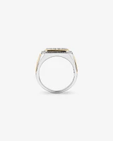 0.70 Carat TW Diamond Pave Two-Tone Men's Signet Ring in 10kt Yellow and White Gold