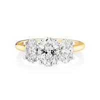 2 Carat Three Stone Oval Laboratory-Grown Diamond Ring In 14kt White Gold