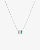 Emerald & Diamond Rondell Pendant  with 0.21 Carat TW in 10kt White Gold