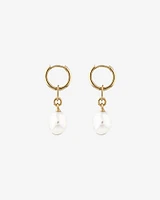 Drop Earrings with Cultured Freshwater Baroque Pearl in 10kt Yellow Gold