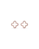 4 Leaf Clover Stud Earrings With Diamonds In 10kt Rose Gold