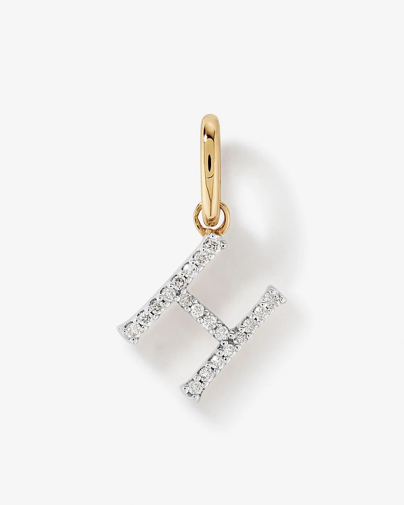 Diamond Letter H Initial Pendant in 10kt Yellow Gold