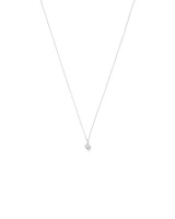 Heart Shape Cubic Zirconia Halo Pendant Necklace in Sterling Silver