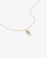 Diamond Star Accent Narrow Signet Pendant with Chain in 10kt Yellow Gold