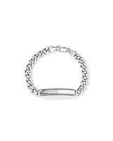 Men's Silver 21CM Curb ID Bracelet with 0.33 Carat TW of Black Diamonds