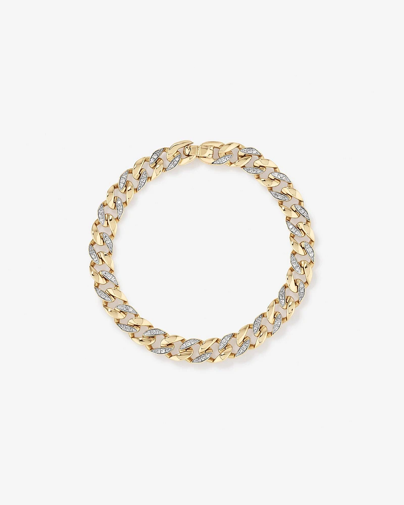 21cm (8.5") Cuban Link Bracelet with 1.00 Carat TW of Diamonds in 10kt Yellow Gold