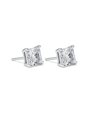 Boucles d'Oreilles Clous en Zircon Cubique Princesse de 7 mm en Argent Sterling