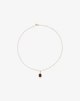 Cushion Cut Red Garnet Gemstone and Diamond Halo Pendant Necklace 10kt Yellow Gold