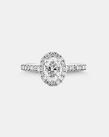Oval Halo Ring with 1.38 Carat TW of Diamonds in 14kt White Gold