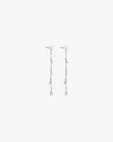 Pear Station Drop Earrings in Sterling Silver