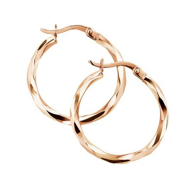 18mm Square Twist Hoop Earrings 10kt Rose Gold
