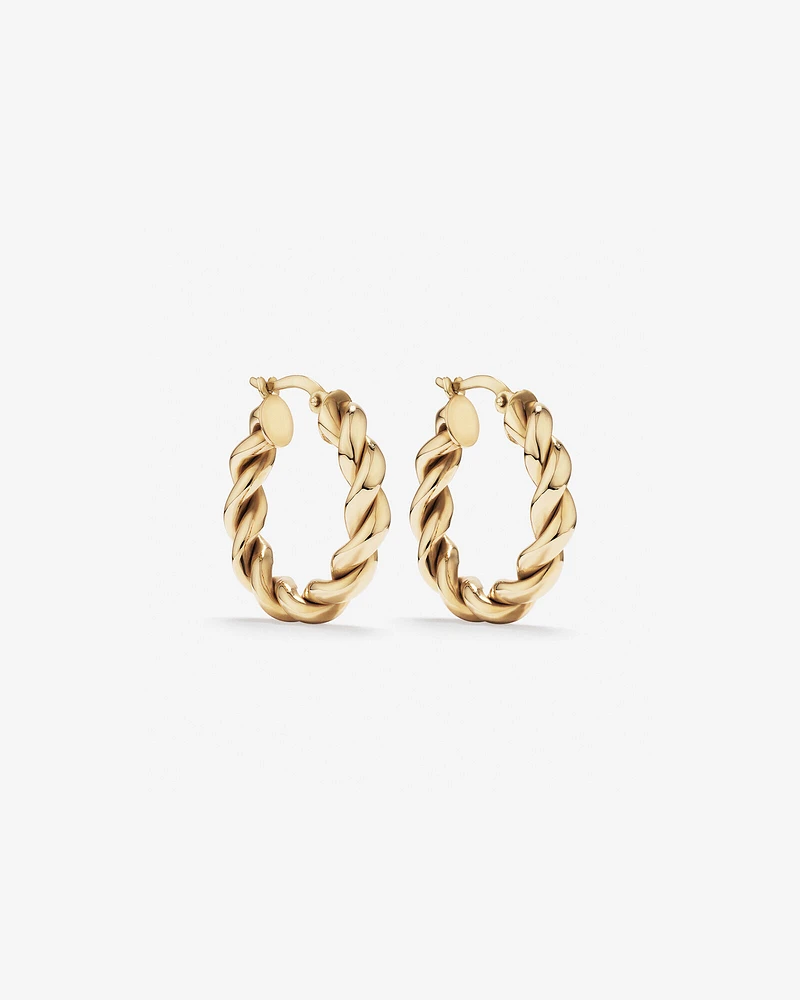 Croissant Twist 15mm Hoop Earrings in 10kt Yellow Gold