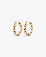 Croissant Twist 15mm Hoop Earrings in 10kt Yellow Gold