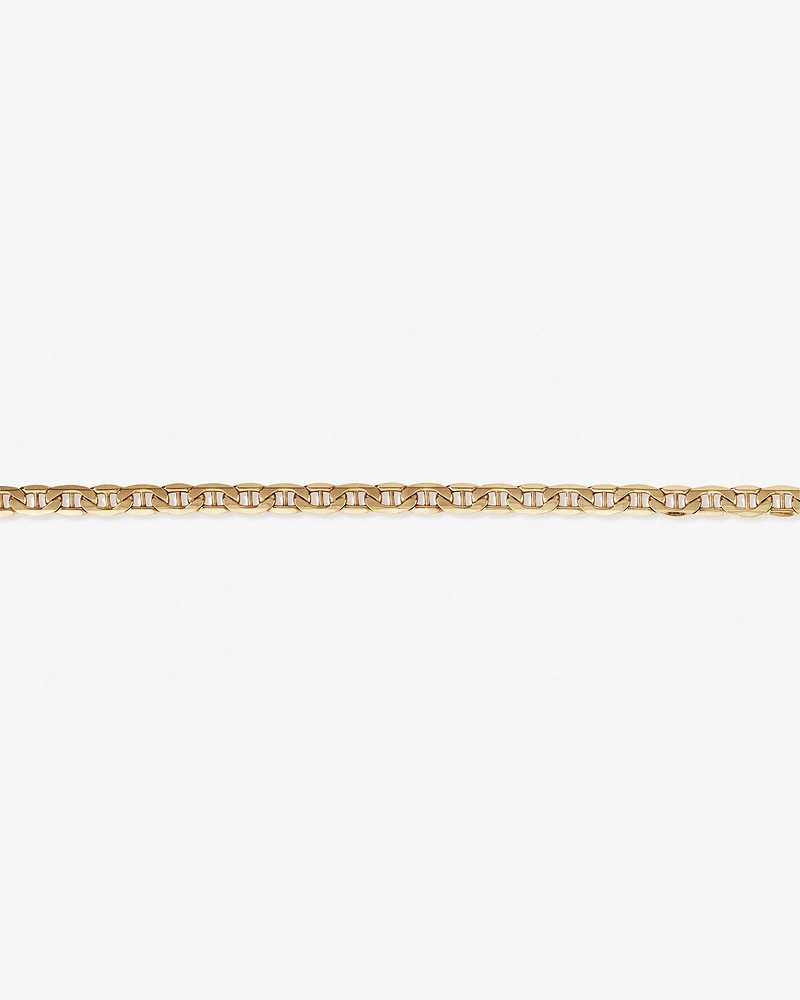 Bracelet de 19 cm en or jaune 10 K avec ancre creuse, largeur de 4,5 à 5 mm