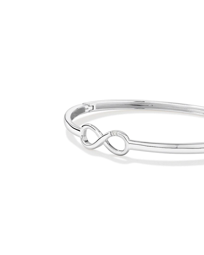 Diamond Accent Infinity Oval Hinge Bangle in Sterling Silver