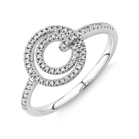 Fine Double Circle Diamond Ring in Sterling Silver