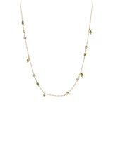 Necklace with Green Tourmaline & 0.14 Carat TW of Diamonds in 10kt Yellow Gold