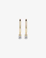 Round Brilliant Diamond Drop Sleeper Earrings in 10kt Yellow Gold