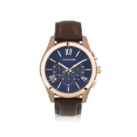 Men's Chronograph Watch in Brown Tone Stainless Steel and Brown Leather