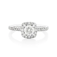 Bague de fiançailles en or blanc 14 K avec diamants totalisant 0,95 ct