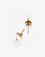 Stud Earrings with 6mm Round Cultured Freshwater Pearl in 10kt Yellow Gold